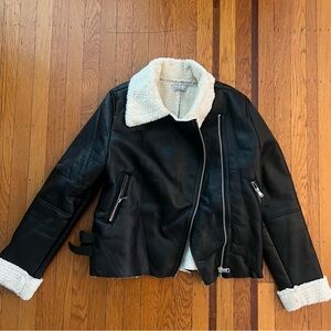 Love tree black moto shearling Sherpa jacket XL EUC coat